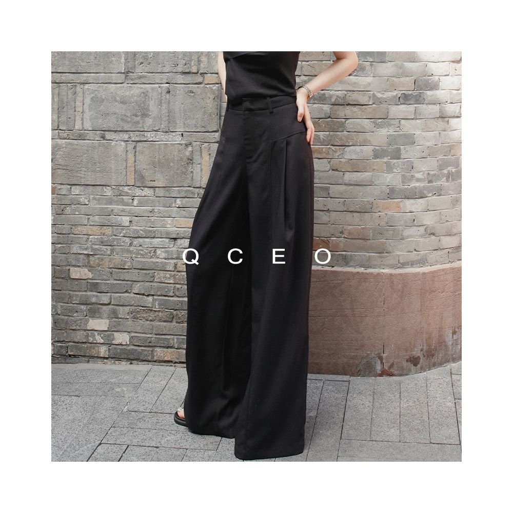 QCEO du Home Design Simple Versatile High End Line Deconstruction Wide Leg Pants Thin Straight Leg Floor Dragging Pants Women s Summer image 13