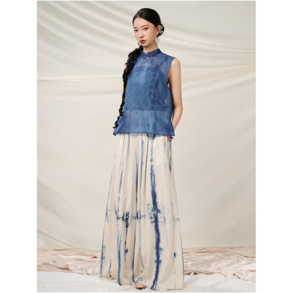 Anytime anywhere pick up the new Chinese style stand up collar silk hand painted embroidered top for women s 2025 summer new top image 4