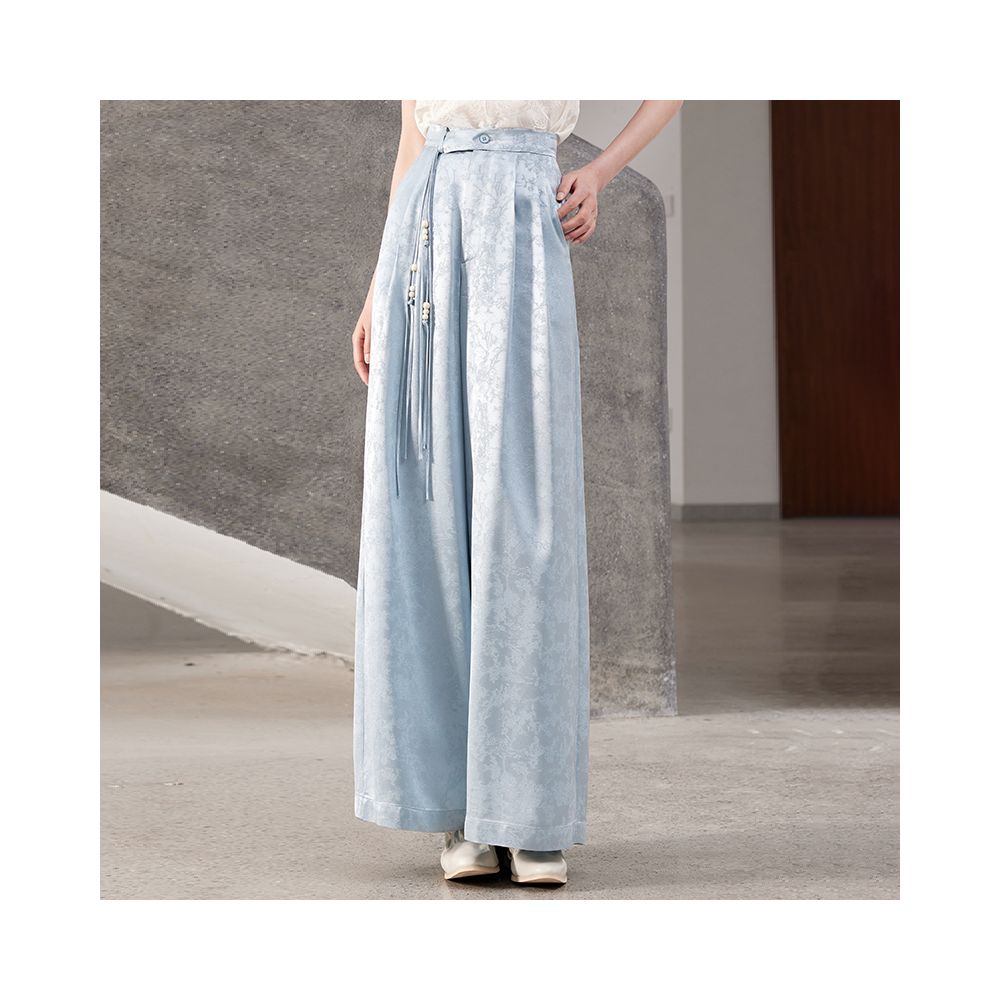 New Chinese style jacquard vinegar loose and versatile straight leg wide leg pants casual pants J42K705 both inside and outside the boundary image 15