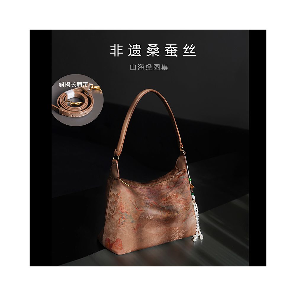 Intangible cultural heritage Song brocade mulberry silk women s bag national style cowhide cheongsam style new Chinese style Shu brocade handbag crossbody underarm bag gift image 9