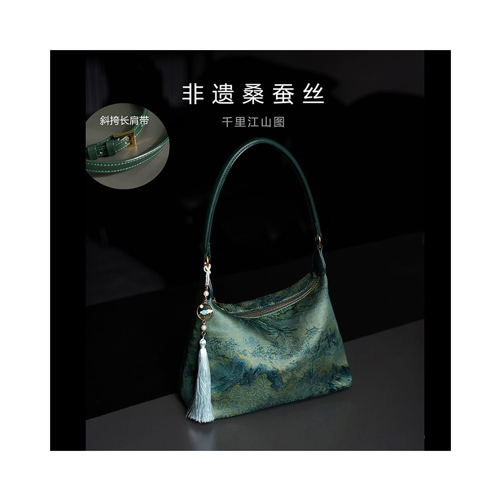 Intangible cultural heritage Song brocade mulberry silk women s bag national style cowhide cheongsam style new Chinese style Shu brocade handbag crossbody underarm bag gift image 11