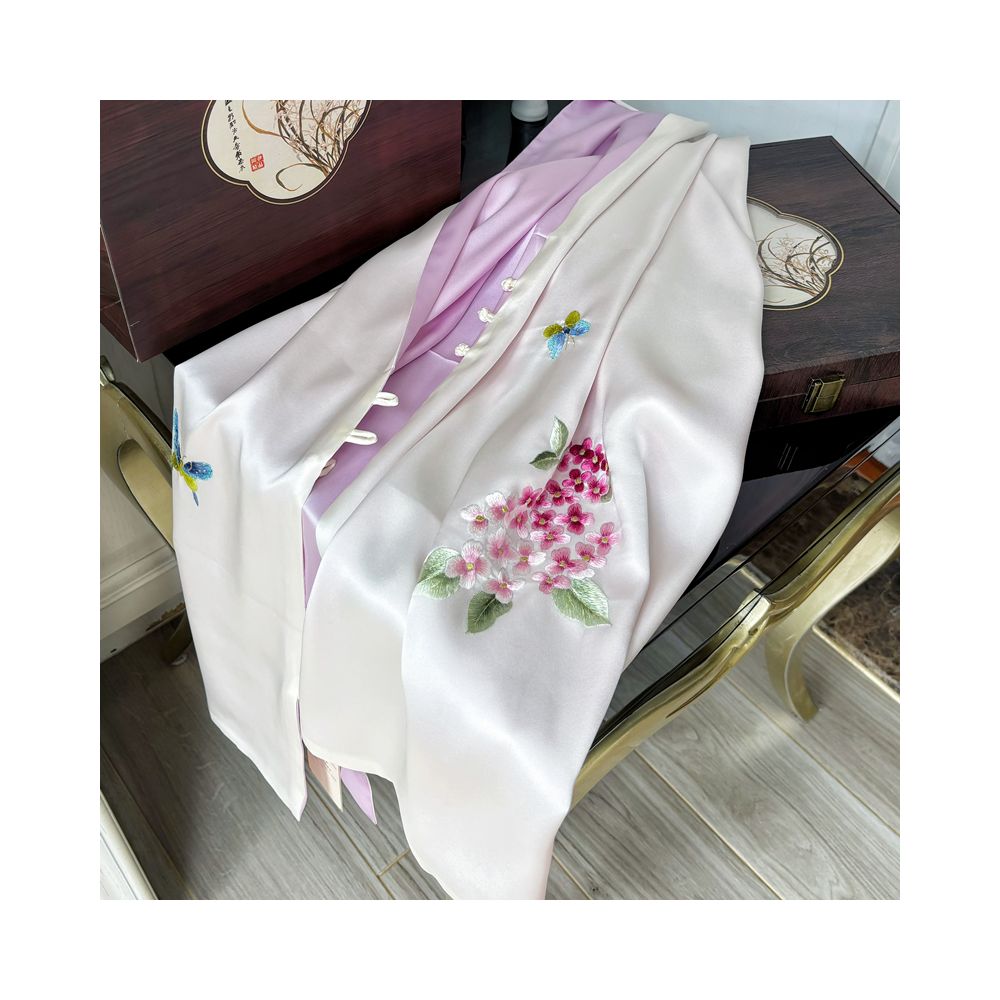 Hangzhou silk high end silk embroidered scarf with buckle women s mulberry silk Su embroidery shawl external silk scarf mother s gift image 11