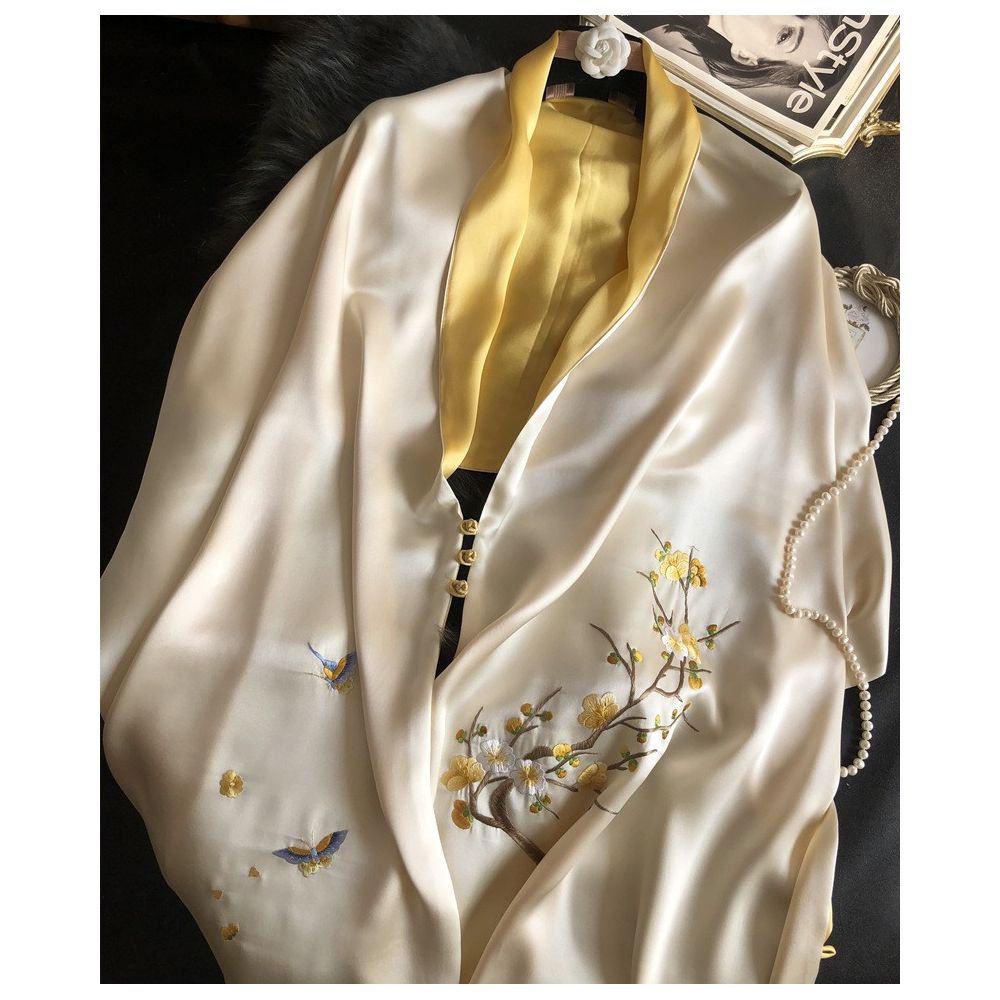 Hangzhou silk high end silk embroidered scarf with buckle women s mulberry silk Su embroidery shawl external silk scarf mother s gift image 12