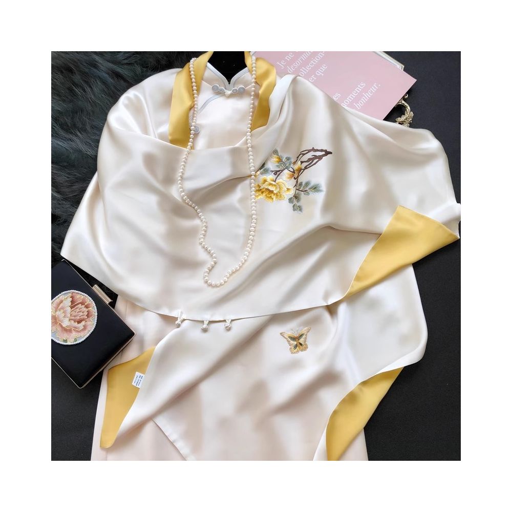 Hangzhou silk high end silk embroidered scarf with buckle women s mulberry silk Su embroidery shawl external silk scarf mother s gift image 14