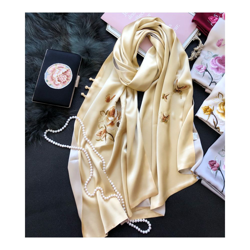 Hangzhou silk high end silk embroidered scarf with buckle women s mulberry silk Su embroidery shawl external silk scarf mother s gift image 28