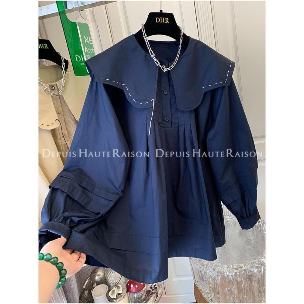 Extra Large 2 300 pounds French Petal Doll Collar Cotton Shirt Top for Men and Women Loose and Concealed Trendy Design image 14