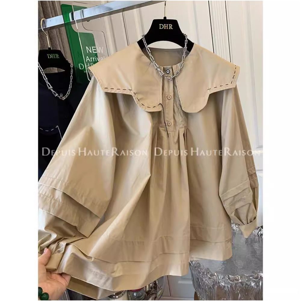 Extra Large 2 300 pounds French Petal Doll Collar Cotton Shirt Top for Men and Women Loose and Concealed Trendy Design image 35