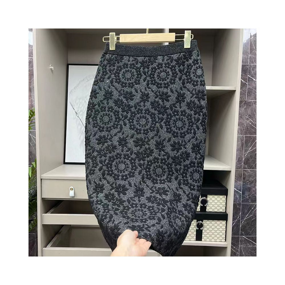 Asaya1094 - Shuxi/SUSHE Heavy Industry Embossed Print Texture Soft Waxy Wool Vest Vest Package Hip Skirt Set