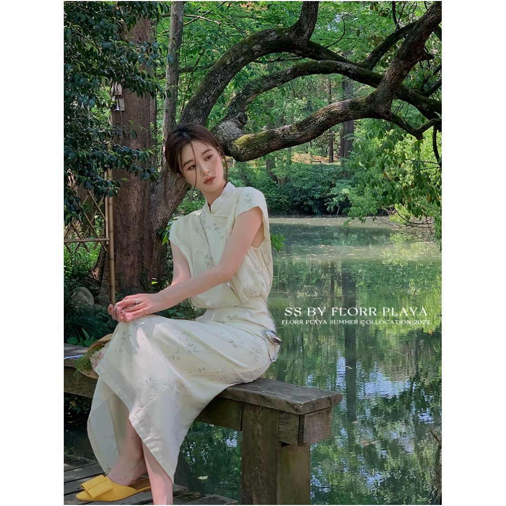 Hua Hua Yuan Bi Po Ningxiang Light Yellow New Chinese Short sleeved Dress for Women s Spring and Summer Cheongsam Improved Hip Wrapping Skirt image 4