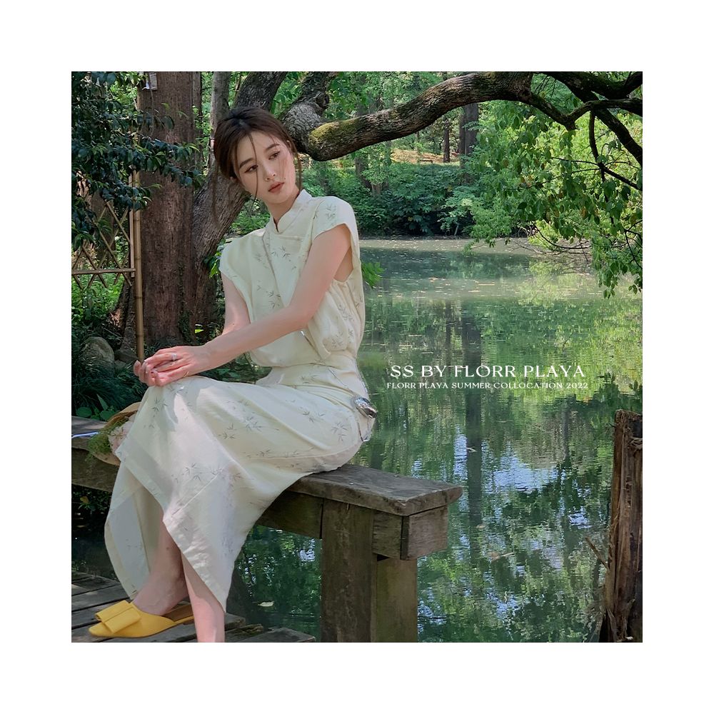 Asaya1001 - Hua Hua Yuan Bi Po Ningxiang Light Yellow New Chinese Short sleeved Dress for Women s Spring and Summer Cheongsam Improved Hip Wrapping Skirt