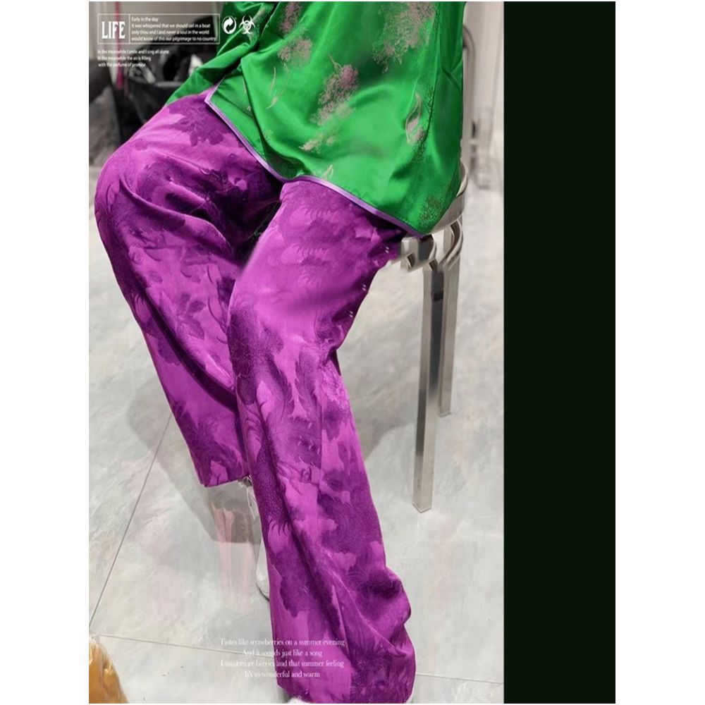 Town store treasure PYJ084 silk cotton old satin Western style Chinese style retro mopping trousers spring and autumn women image 34