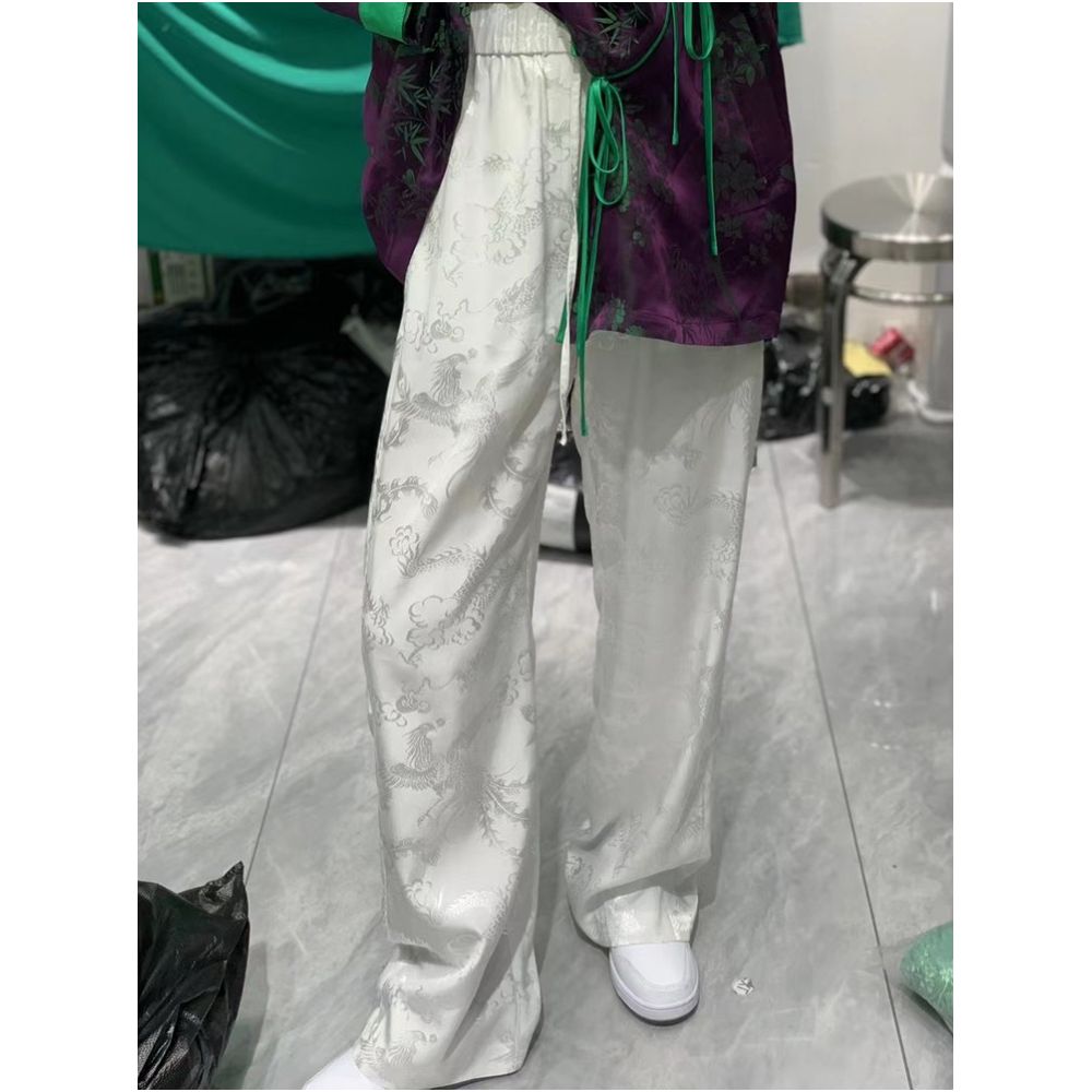 Town store treasure PYJ084 silk cotton old satin Western style Chinese style retro mopping trousers spring and autumn women image 202