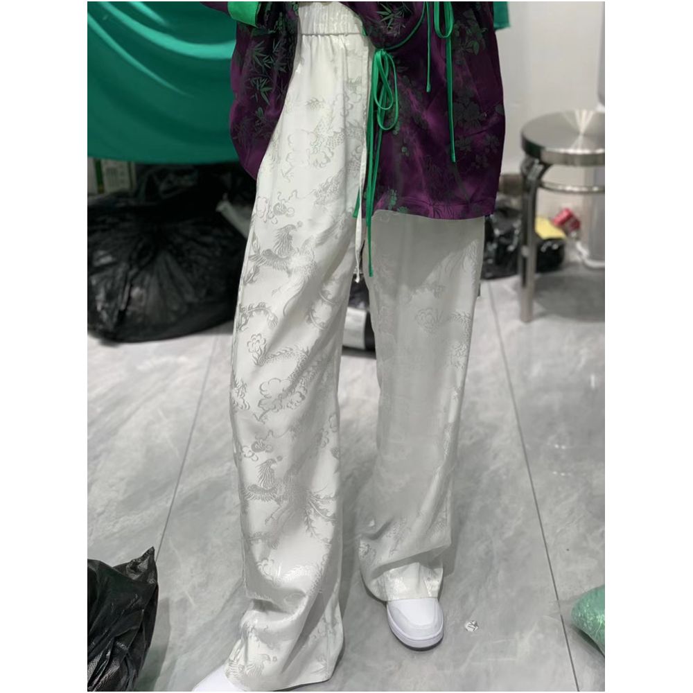 Town store treasure PYJ084 silk cotton old satin Western style Chinese style retro mopping trousers spring and autumn women image 209
