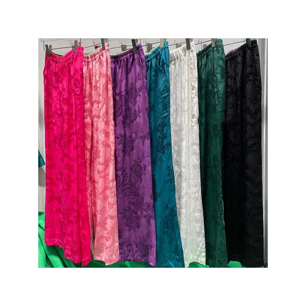 Town store treasure PYJ084 silk cotton old satin Western style Chinese style retro mopping trousers spring and autumn women image 230
