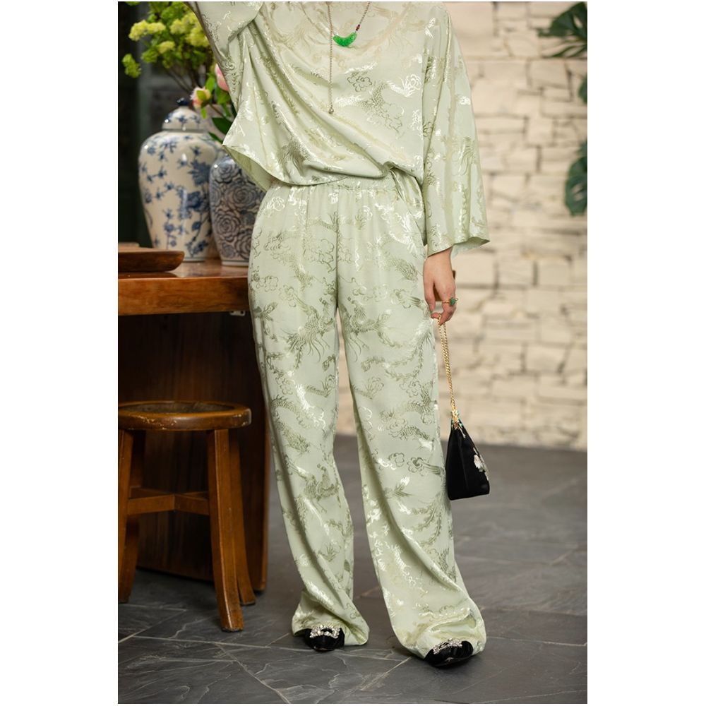 Town store treasure PYJ084 silk cotton old satin Western style Chinese style retro mopping trousers spring and autumn women image 43
