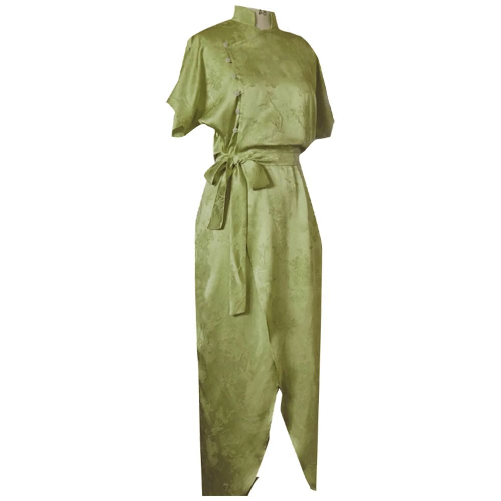 2025 Summer Chinese Style New Chinese Style Stand up Collar Tea Robe Jacquard Improved Cheongsam Light Ripe Dress with Unique Waist Collection image 5