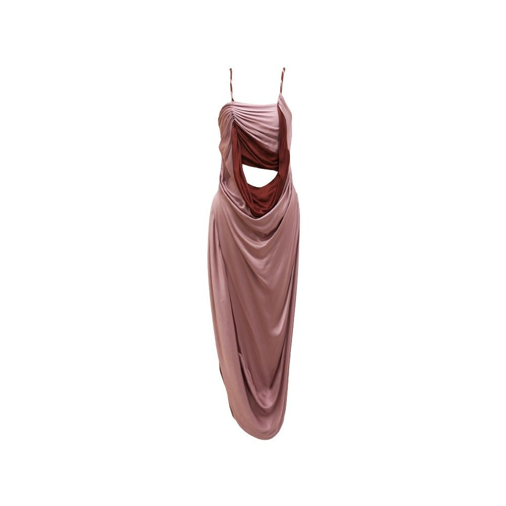 RIMLESS borderless gentle satin hollow out color blocked irregular pleated suspender dress niche original design image 6
