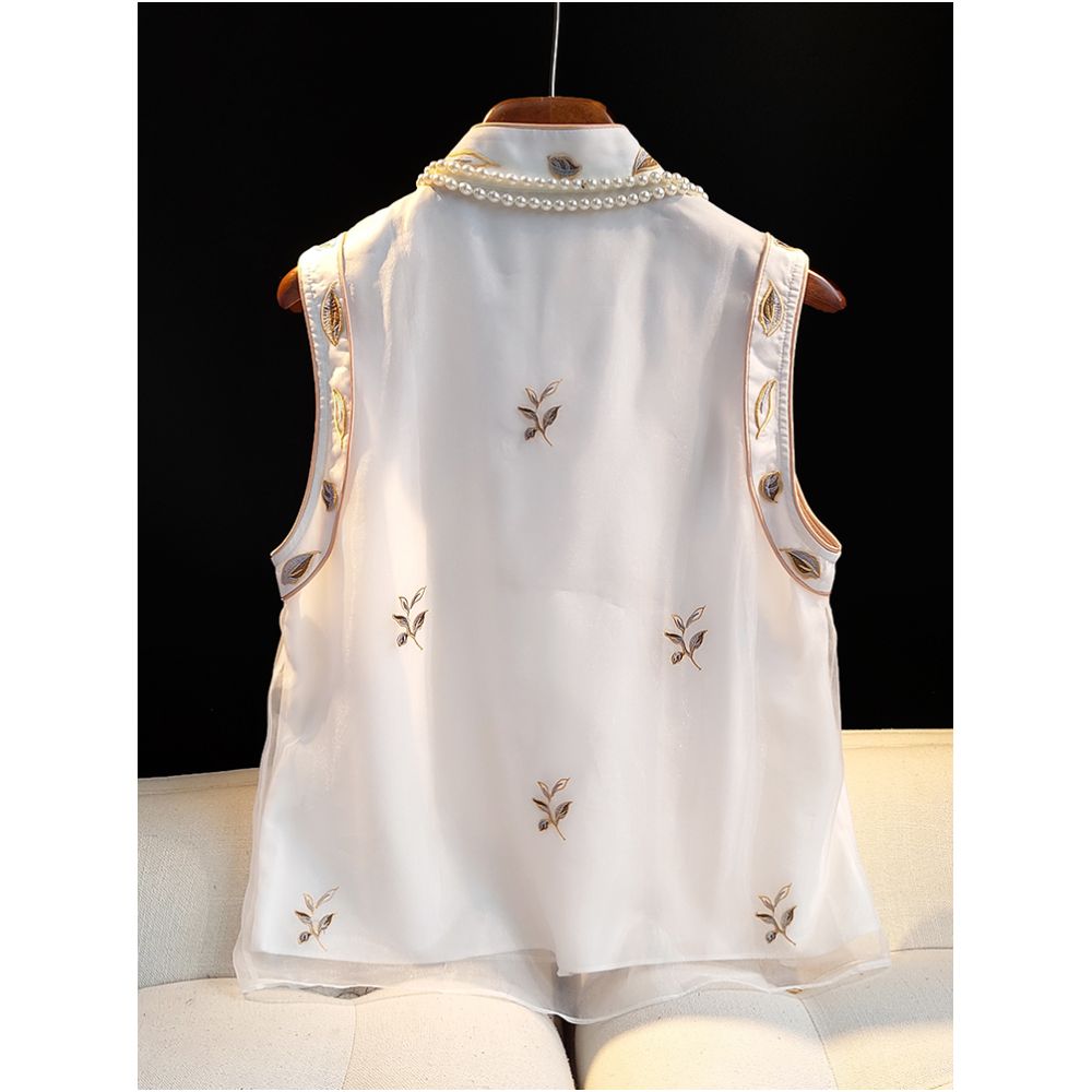 Eugen embroidery national style vest 2025 summer new improved retro standing collar Chinese vest Tang style women s top image 2