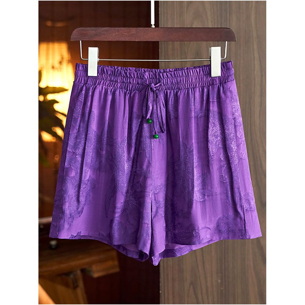 Design sense Chinese style jacquard shorts for women 2023 summer new style loose and slimming elastic waist Chinese style casual pants image 3