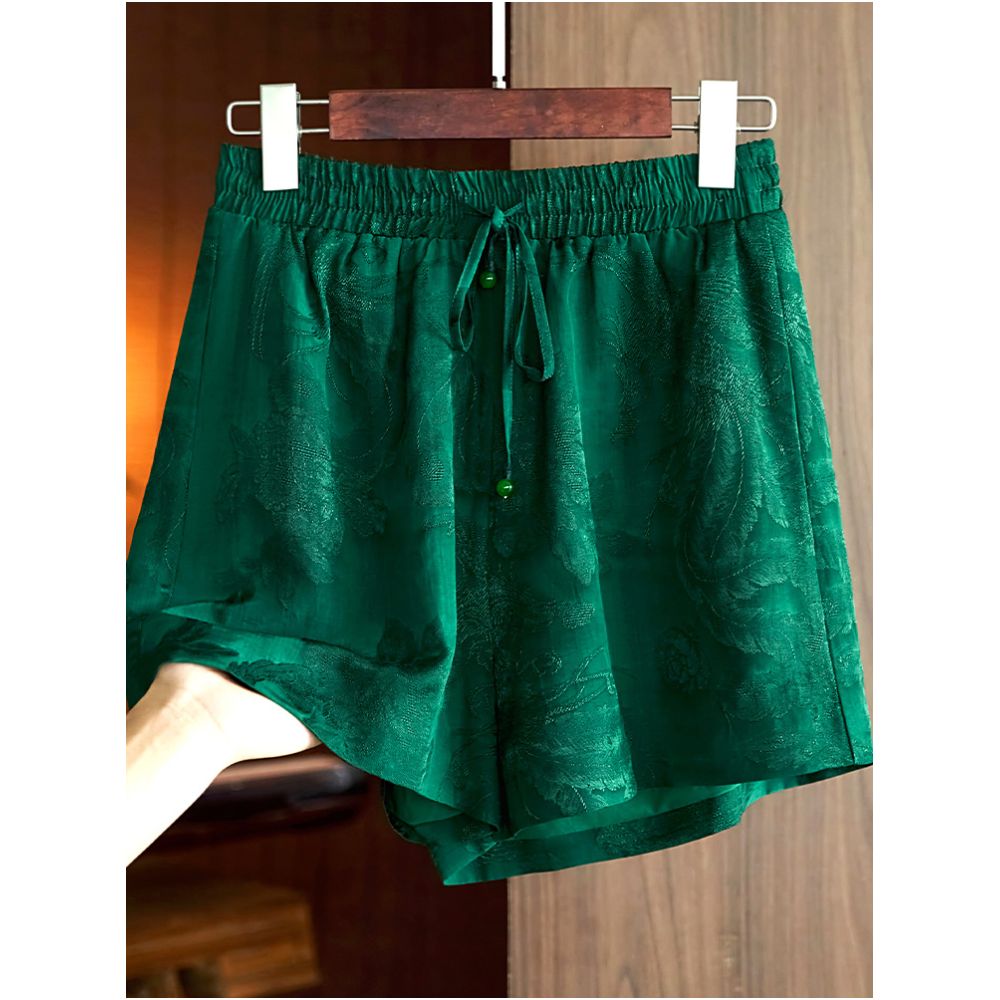 Design sense Chinese style jacquard shorts for women 2023 summer new style loose and slimming elastic waist Chinese style casual pants image 5