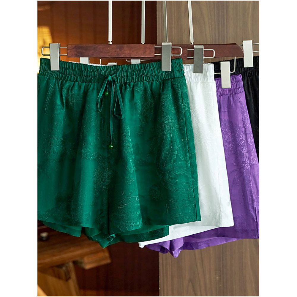 Design sense Chinese style jacquard shorts for women 2023 summer new style loose and slimming elastic waist Chinese style casual pants image 0