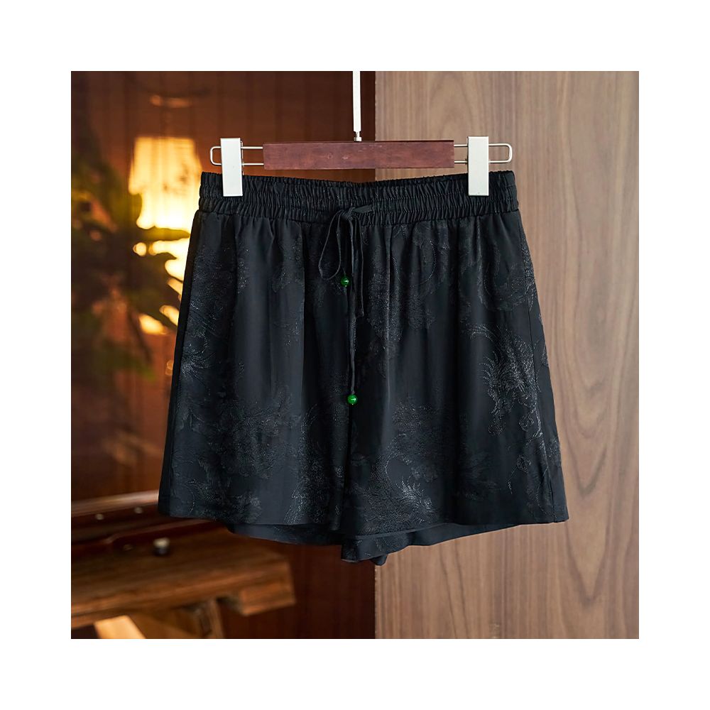 Design sense Chinese style jacquard shorts for women 2023 summer new style loose and slimming elastic waist Chinese style casual pants image 9