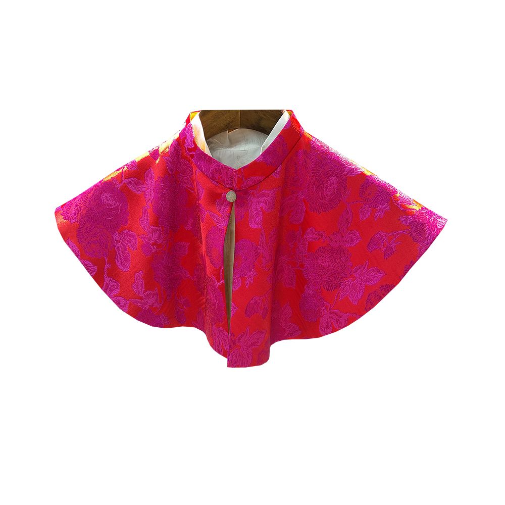 Retro jade buckle Chinese style shawl cloud shoulder design niche double sided wearing heavyweight silk jacquard Chinese style jacket image 5