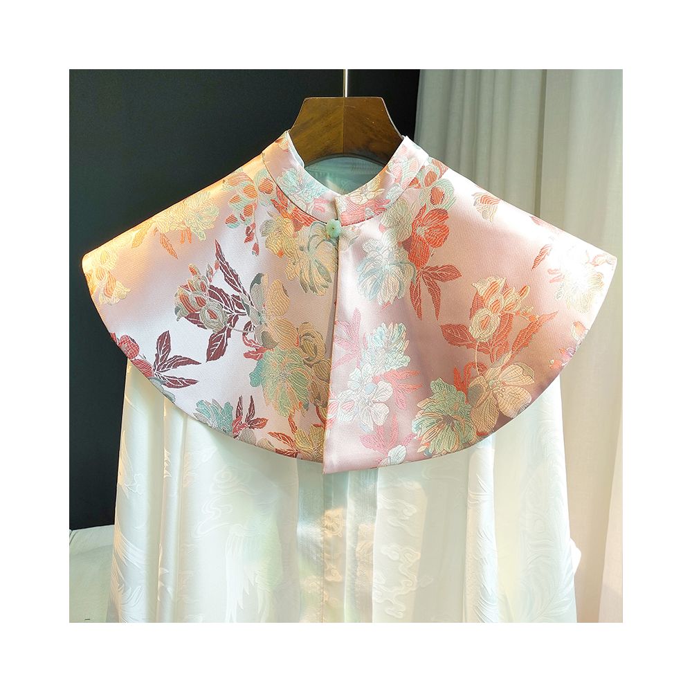 Retro jade buckle Chinese style shawl cloud shoulder design niche double sided wearing heavyweight silk jacquard Chinese style jacket image 7