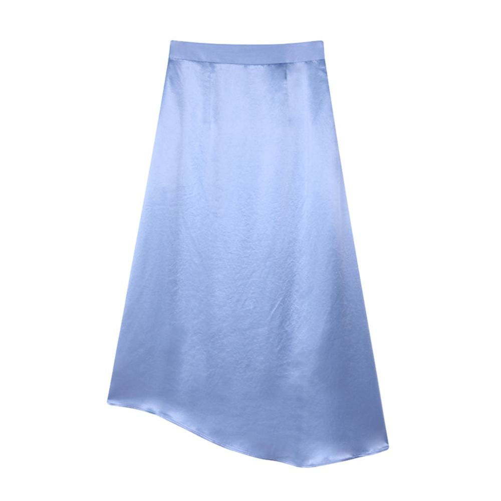 SALE6 Blue Dot Original Design New Chinese Blue Acetic Acid Asymmetric Half Body Skirt Spring image 5