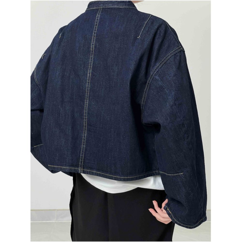 In stock you are the love I hide in my heart Diagonal placket new Chinese style buckle denim jacket image 4