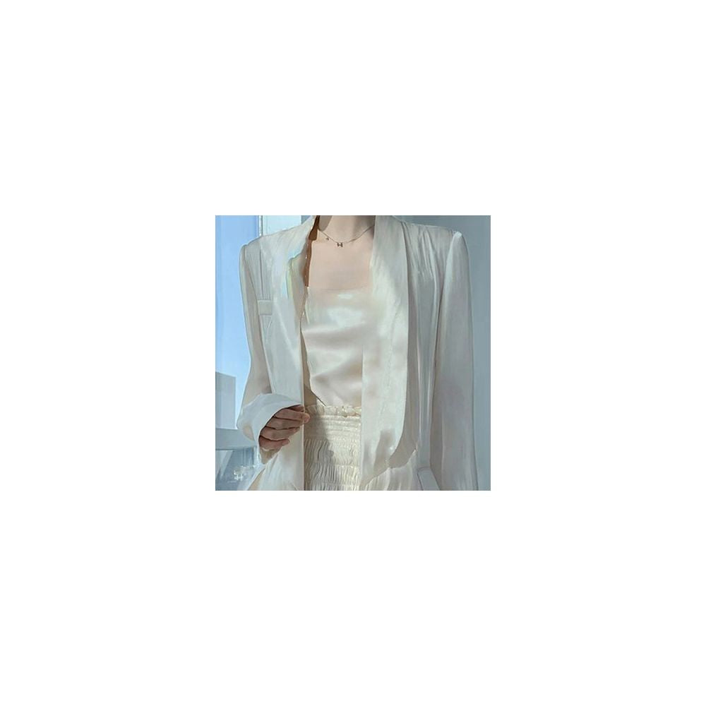 Light luxury autumn new style flowing light and colorful water and light sensation goddess three piece set green fruit collar suit high waist wide leg pants skirt pants image 23