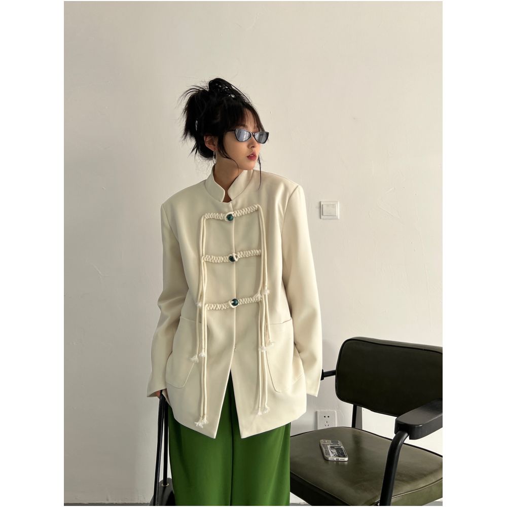 2025 Spring and Autumn New High end Design Explosive Street Button Western Suit Top Improved Chinese Women s Zhongshan Coat Coat image 8