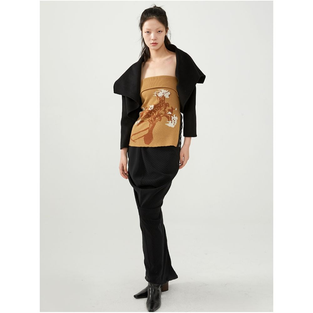 TMSstudio wrinkled print niche tight fitting autumn high waist slimming bag hip high end design personalized half body long skirt image 5