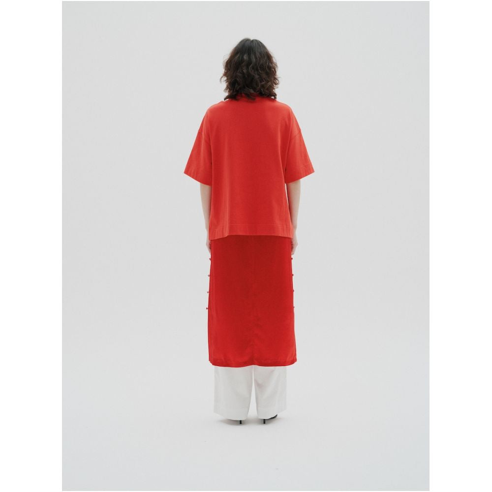 STUDIO YI AN Red Chinese style slit long skirt image 3