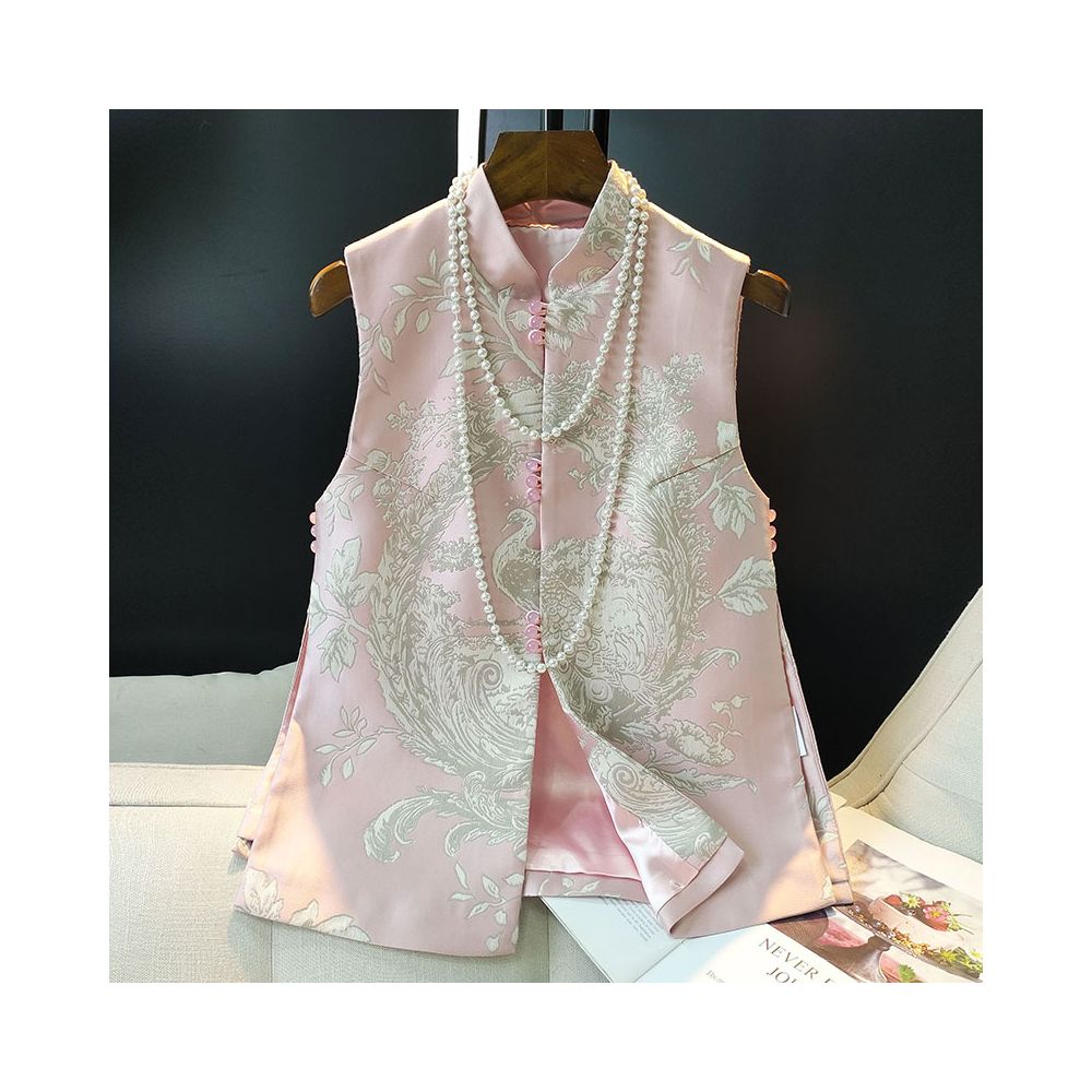 Yellow Retro Chinese Vest Women s Autumn Dress Improved Cheongsam Jacquard Silk Slimming Tank Top Camry Shoulder Chinese Style Tang Dress image 20