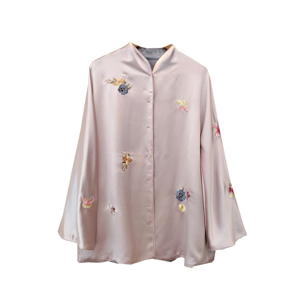 New Chinese style artistic retro loose jacket acetate satin with double sided puncture embroidery Tang style Hanfu spring outer outfit women s top image 5