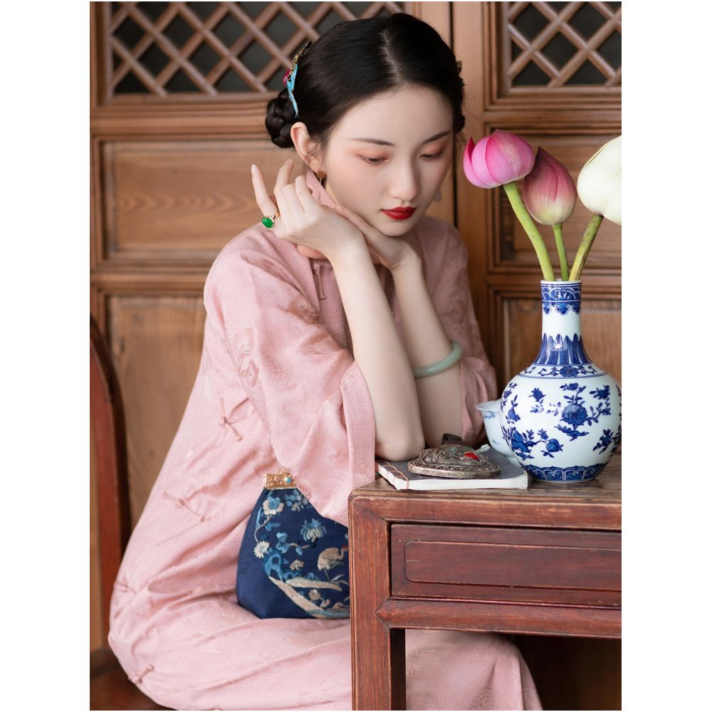 Mirror Flower Yao Spring and Summer Chinese Republican Style Student Youth Style Girl Daily Loose Inverted Big Sleeve Cheongsam Ancient Method image 2