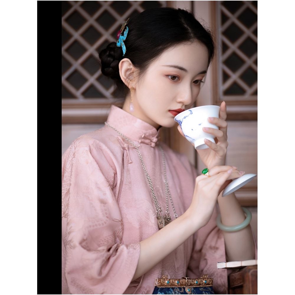 Mirror Flower Yao Spring and Summer Chinese Republican Style Student Youth Style Girl Daily Loose Inverted Big Sleeve Cheongsam Ancient Method image 4