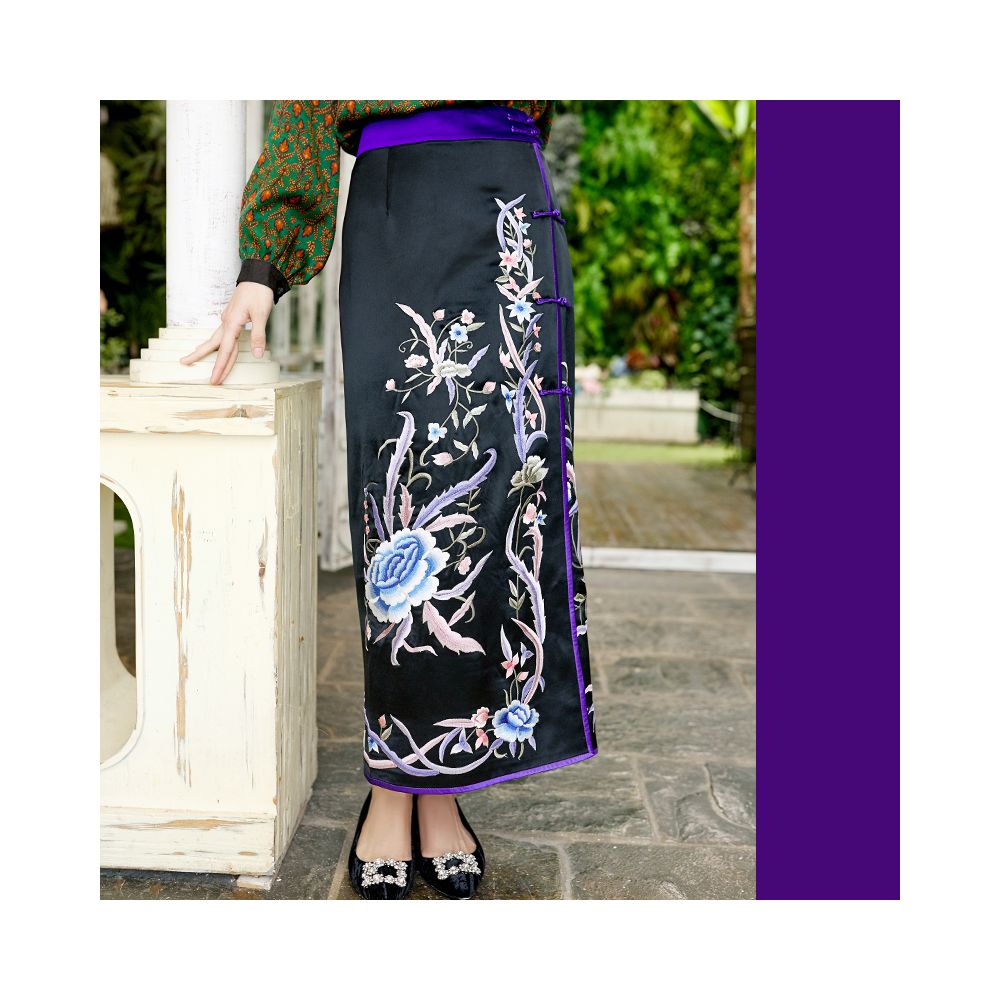 Town Store Baby JCL922 Heavy Industry Embroidery Color Contrasting Young New Chinese Half body Bag Hip Skirt for Four Seasons Women in Spring Summer Autumn Winter image 94