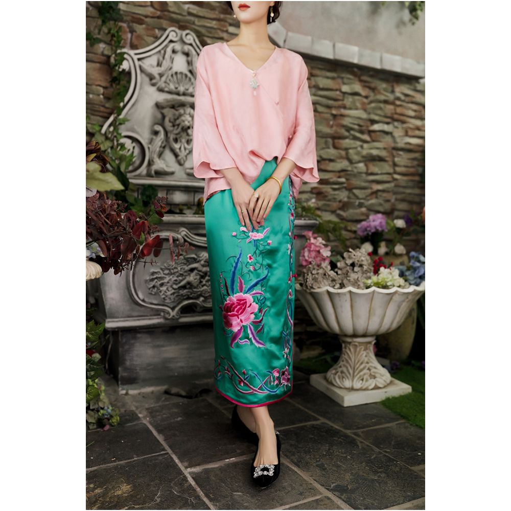 Town Store Baby JCL922 Heavy Industry Embroidery Color Contrasting Young New Chinese Half body Bag Hip Skirt for Four Seasons Women in Spring Summer Autumn Winter image 52