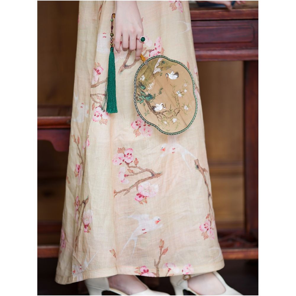 Idle Dream of Jiangnan One City Style Chinese Republic of China Style Collarless Loose Back Sleeve Cheongsam Young Thin Edition Original image 4