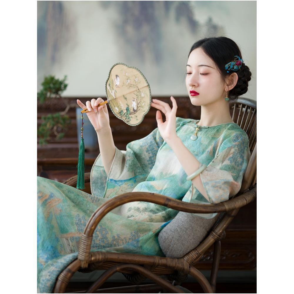 Idle Dream of Jiangnan One City Style Chinese Republic of China Style Collarless Loose Back Sleeve Cheongsam Young Thin Edition Original image 0