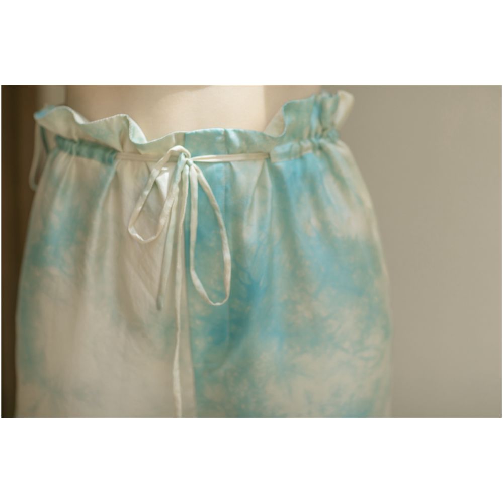SAKINAWANG 2021SS Summer Original Design Silk Tie Dyeing Drawstring Split Casual Wide Leg Pants Long Pants image 4