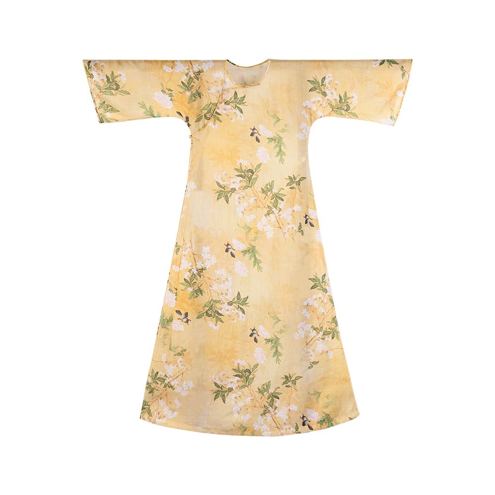 Spring shirt dyeing One city style fluff Chinese Republican style daily lazy and loose collarless cheongsam skirt with large inverted sleeves original image 10