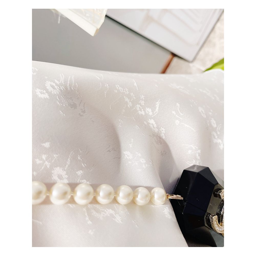 Classical charm and national style Heavy duty acetate satin plate buckle jacquard shirt for women s new Chinese style top white K2913 image 5