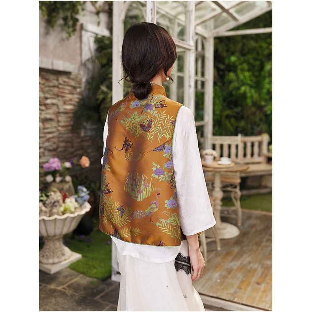 Town store baby JCL769 looks at butterfly entering orchid room stand up collar button sleeveless versatile vest top spring autumn winter image 183