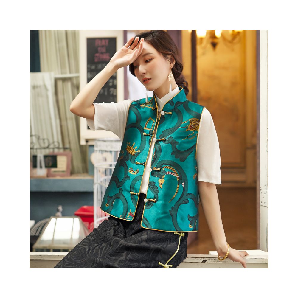 Town store baby JCL769 looks at butterfly entering orchid room stand up collar button sleeveless versatile vest top spring autumn winter image 4