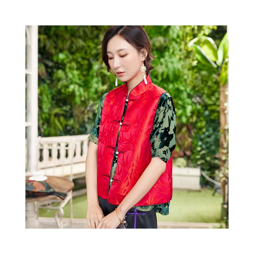 Town store baby JCL769 looks at butterfly entering orchid room stand up collar button sleeveless versatile vest top spring autumn winter image 117