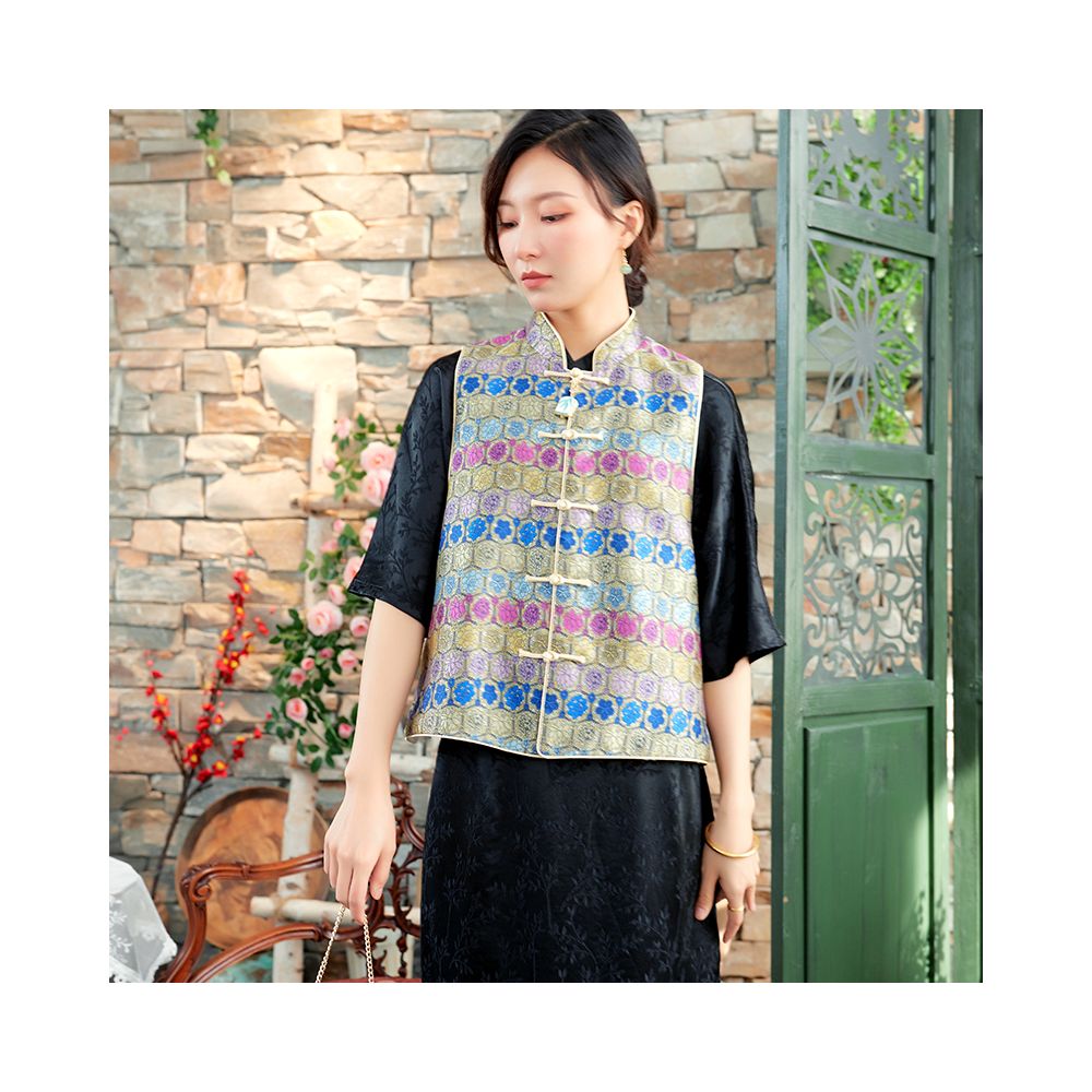 Town store baby JCL769 looks at butterfly entering orchid room stand up collar button sleeveless versatile vest top spring autumn winter image 171