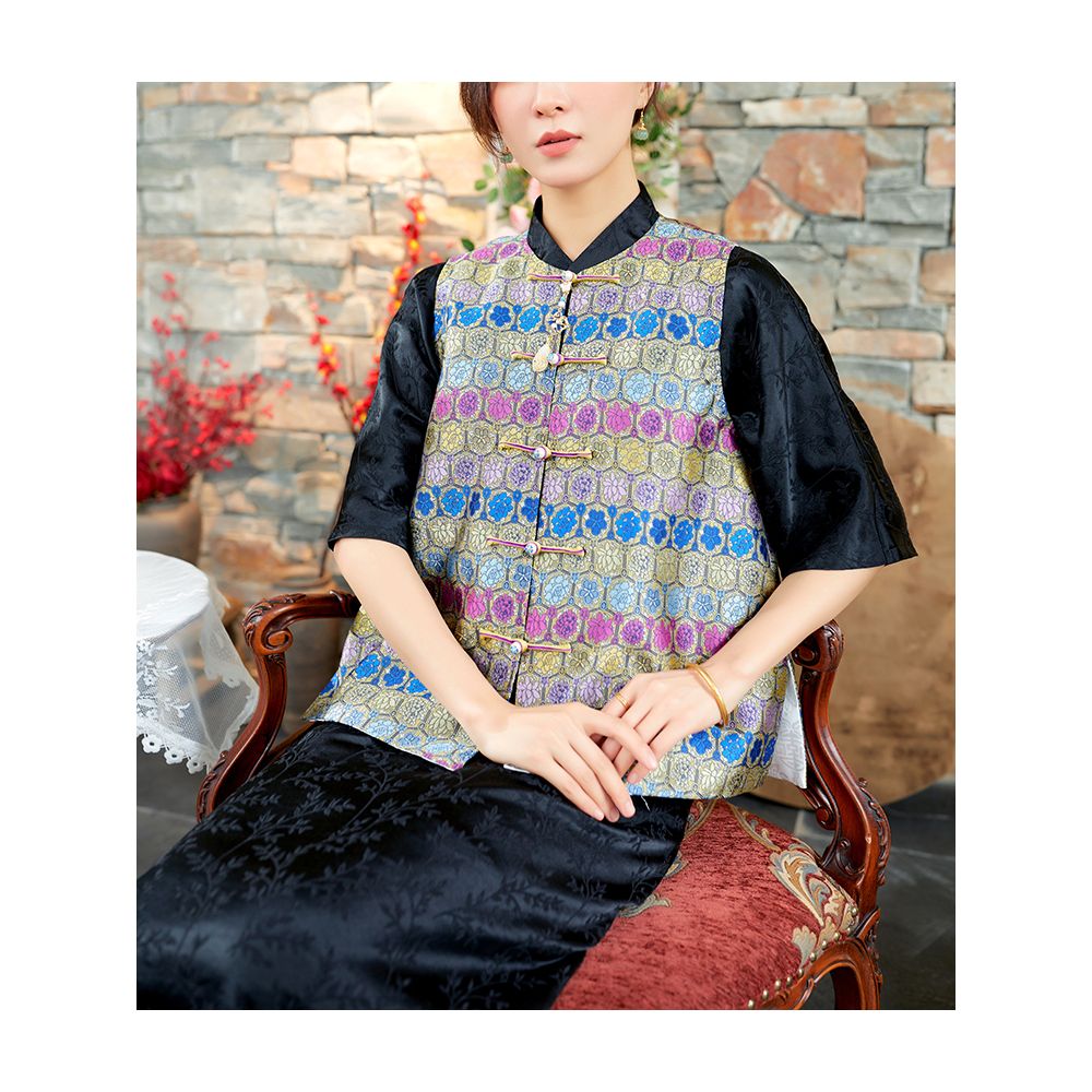 Town store baby JCL769 looks at butterfly entering orchid room stand up collar button sleeveless versatile vest top spring autumn winter image 225